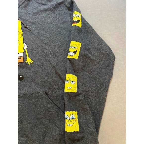 Nickelodeon Sponge Bob Sweatshirt Adult M Gray Pullover Long Sleeves Hoodie Mens - Picture 3 of 9
